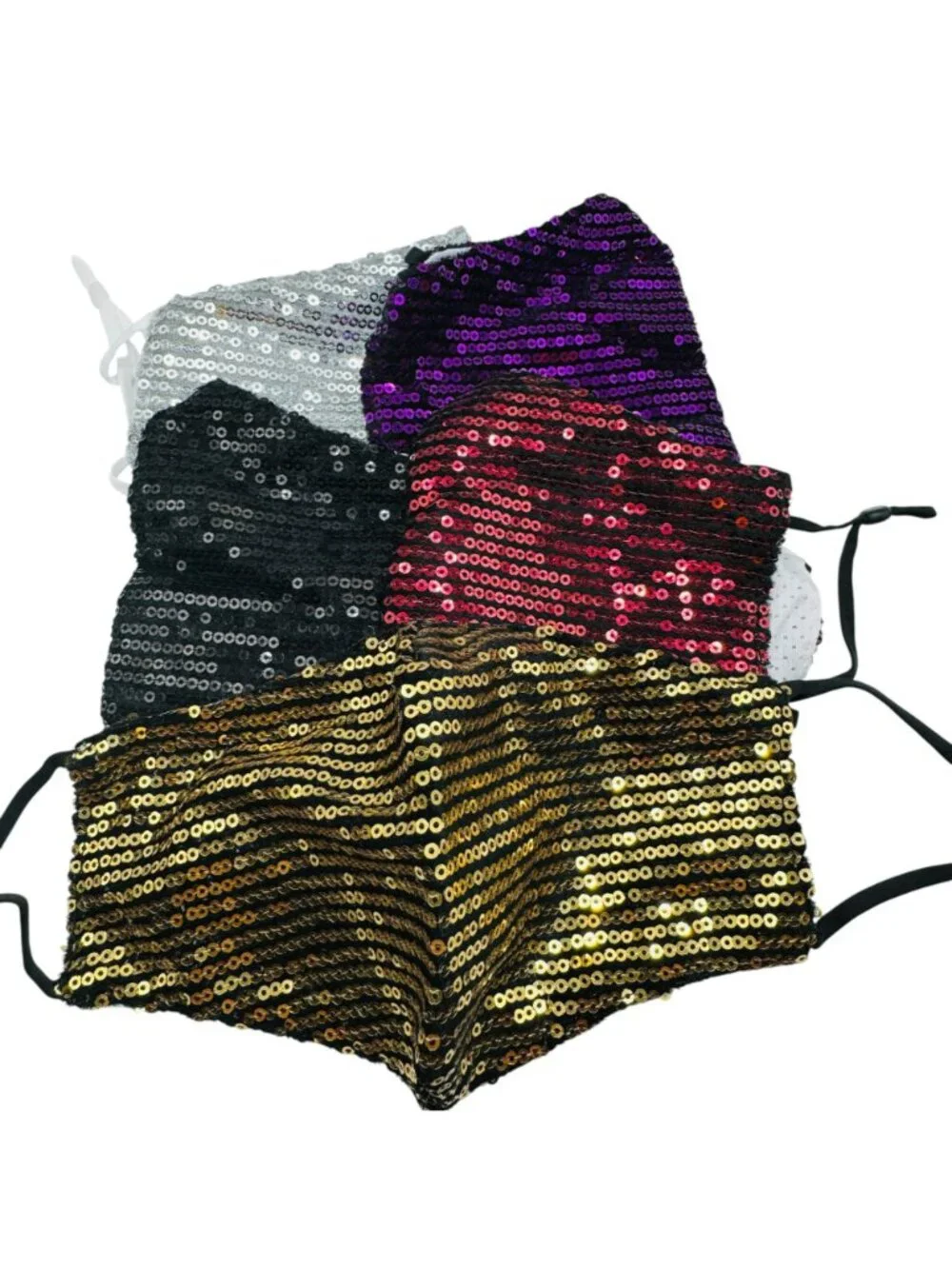 5 Sequin Face Masks In Assorted Colors For Adults